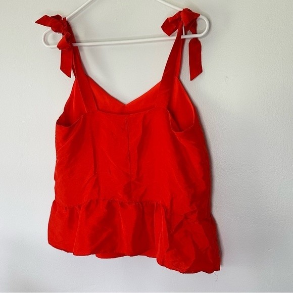 J. Crew Red Silk Peplum Top Size 4 - Picture 3 of 7
